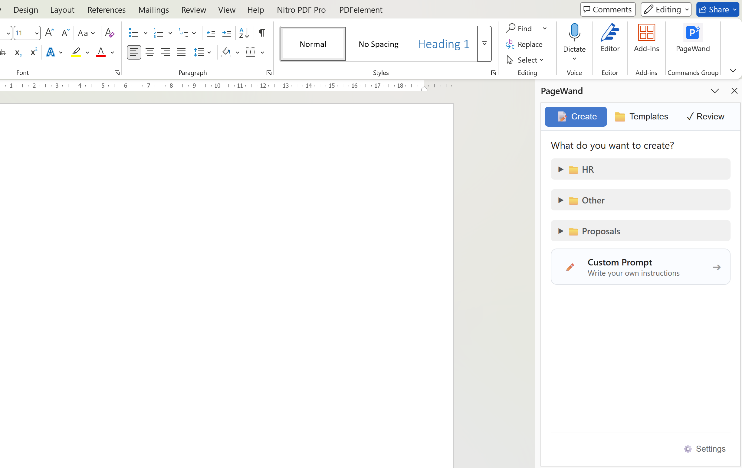 PageWand add-in showing document creation from a list